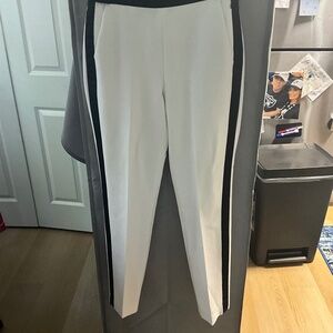 Zara White Pants with Black Stripe Down Sides